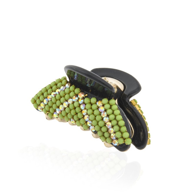 Заколка-краб для волос пластиковая со стразами (9393) вариант 03