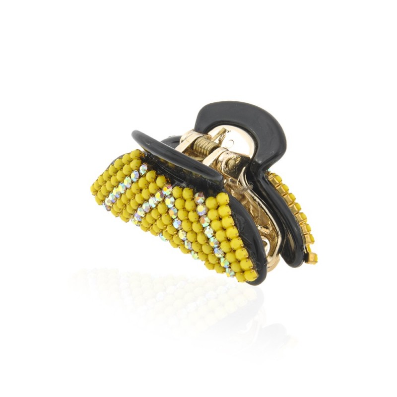 Заколка-краб для волос пластиковая со стразами (9393) вариант 05