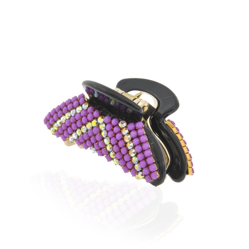 Заколка-краб для волос пластиковая со стразами (9393) вариант 06