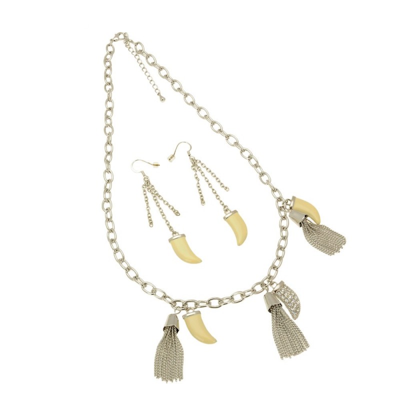 Набор из серьг и подвески на шею серебристый (7632) вариант 01