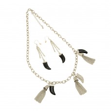 Набор из серьг и подвески на шею серебристый (7632) вариант 02