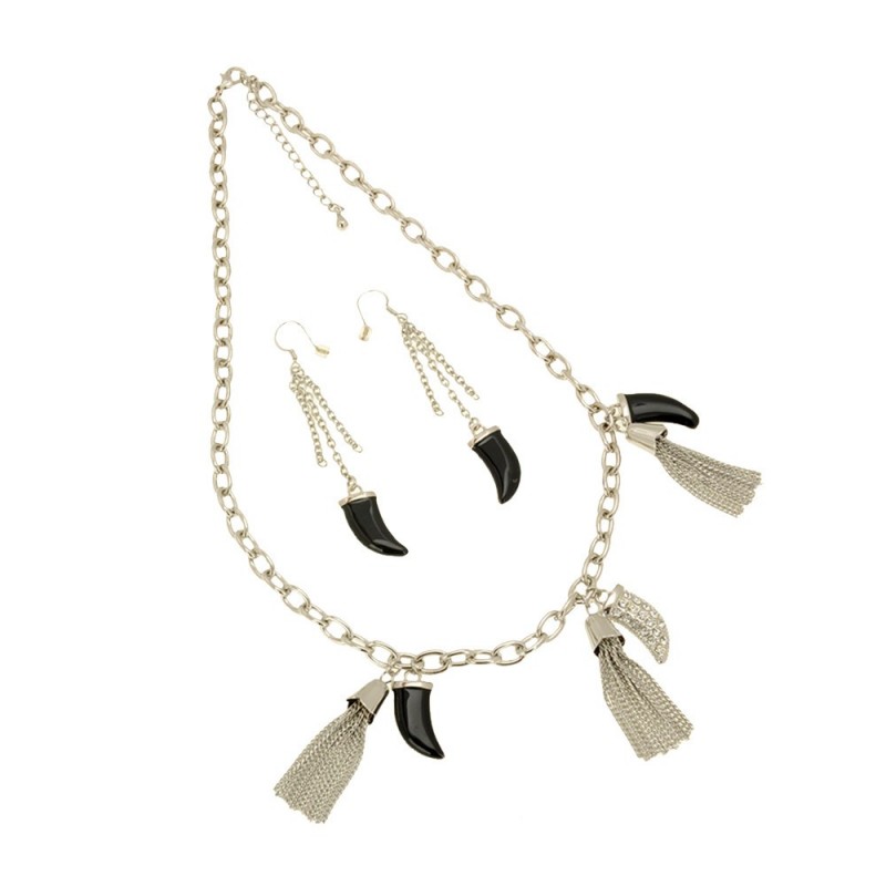 Набор из серьг и подвески на шею серебристый (7632) вариант 02