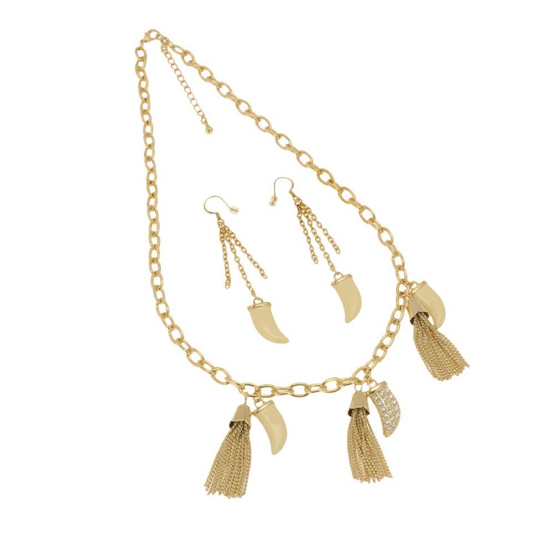 Набор из серьг и подвески на шею золотистый (7633) вариант 01