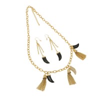 Набор из серьг и подвески на шею золотистый (7633) вариант 02