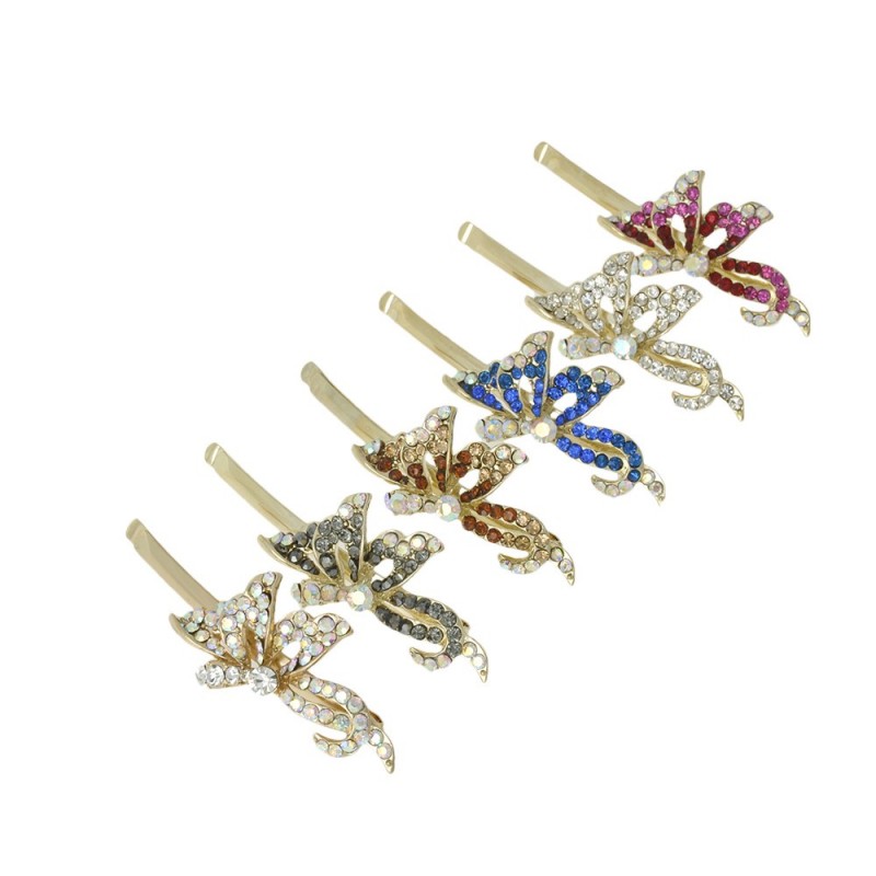 Заколка-невидимка металлическая со стразами (11910) вариант упаковка 6шт