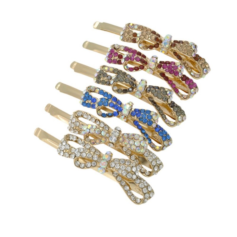 Заколка-невидимка металлическая со стразами (3980) вариант упаковка 6шт