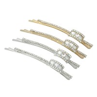 Заколка-невидимка металлическая со стразами 8.5см (8374) вариант упаковка 12шт