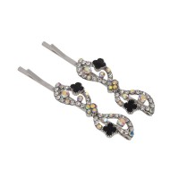 Пара заколок-невидимок со стразами 5.5см 2шт (12722) вариант 02