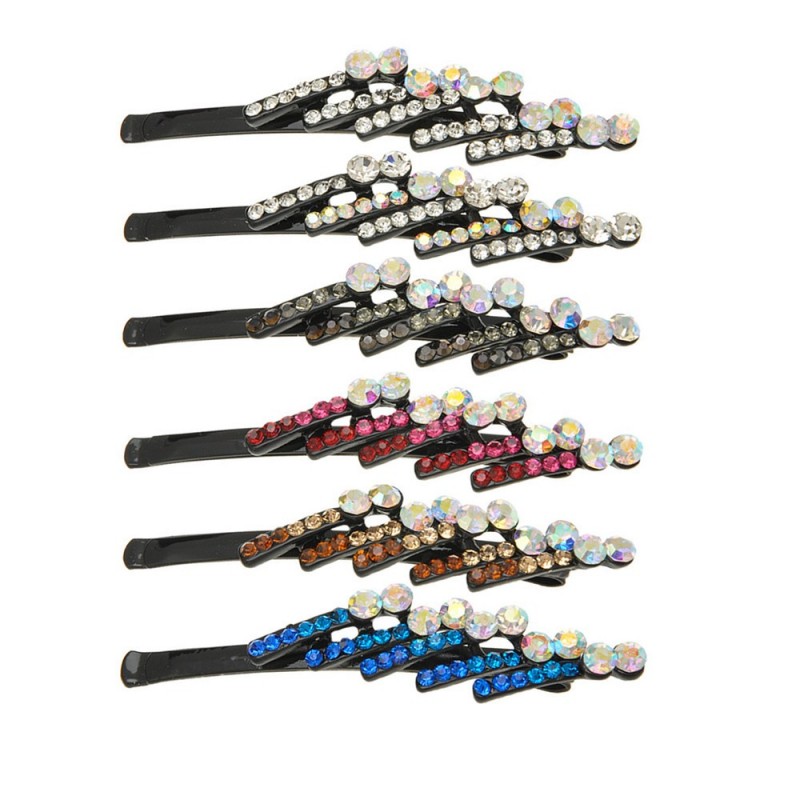 Заколка-невидимка металлическая со стразами (14709) вариант упаковка 6шт