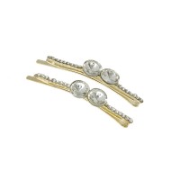 Пара заколок-невидимок со стразами 6.3см 2шт (9189) вариант 01