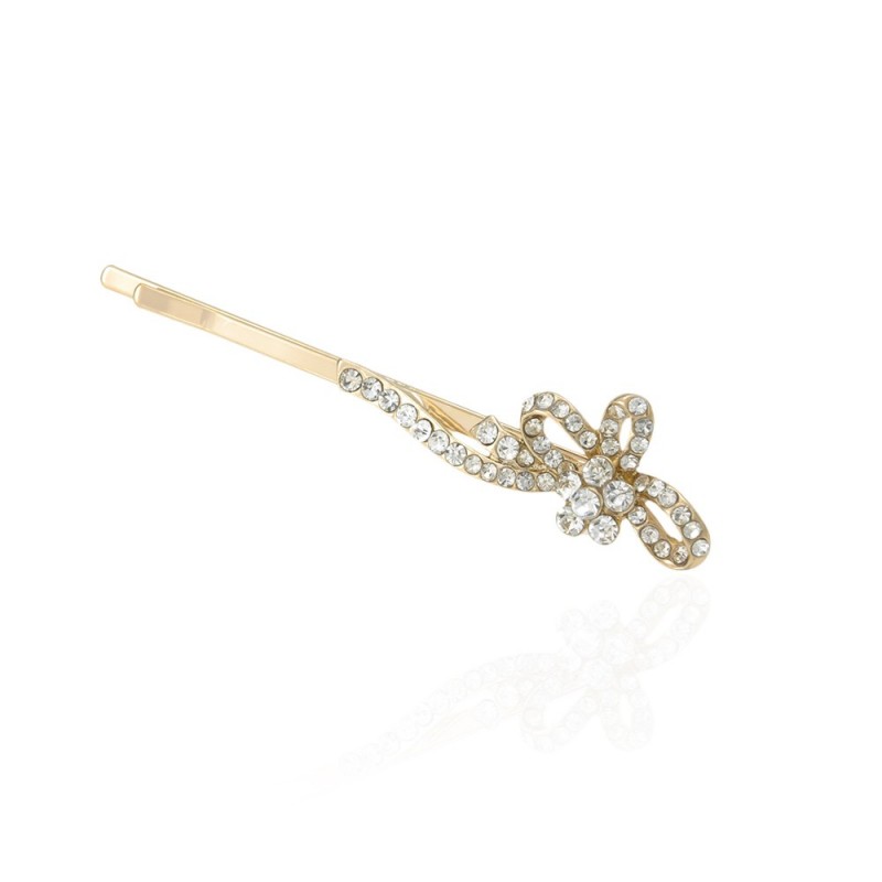 Заколка-невидимка металлическая со стразами (9417) вариант 03