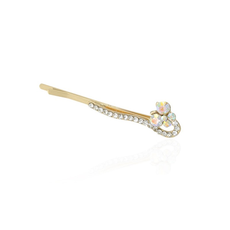 Заколка-невидимка металлическая со стразами (11906) вариант 04