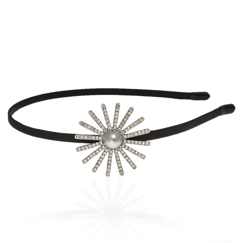 Обруч для волос с украшением из страз (13352) вариант 02