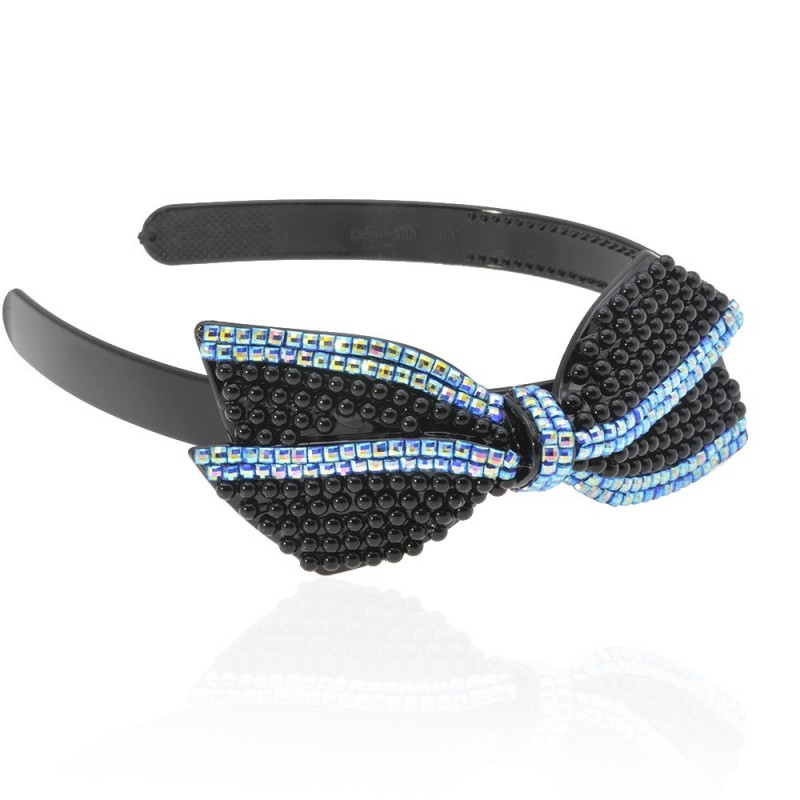 Обруч для волос пластиковый с бантом из бусин (3531)