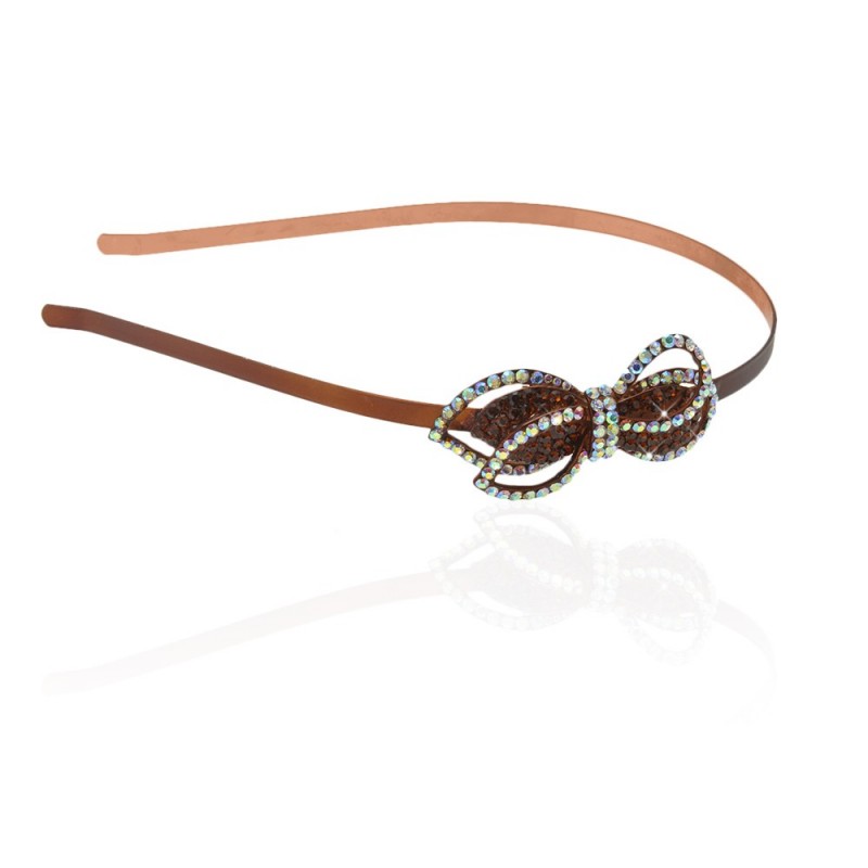 Обруч для волос металлический с украшением из страз (3812) вариант 01