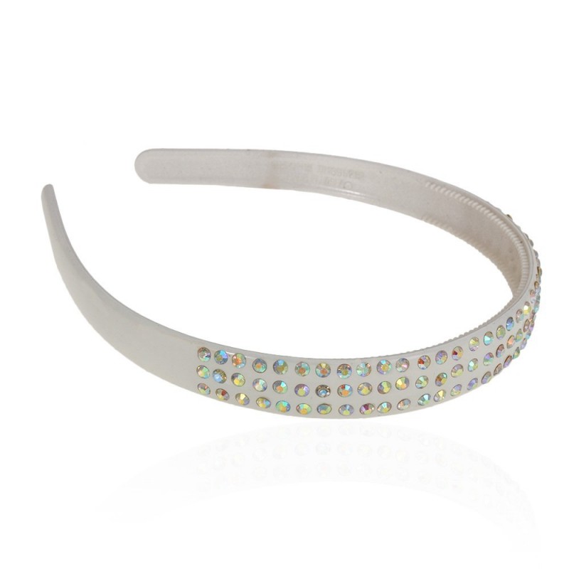Обруч для волос пластиковый со стразами (4826) вариант 03
