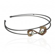 Обруч для волос металлический с украшением из страз (6617) вариант 02