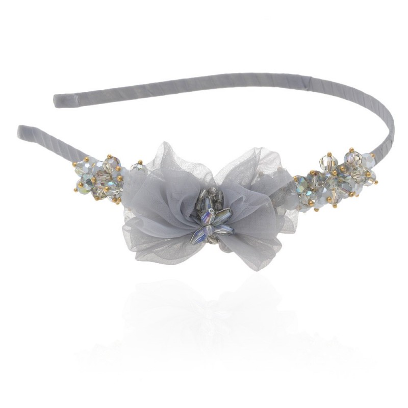 Обруч для волос с бантиком и стразами (9573) вариант 02