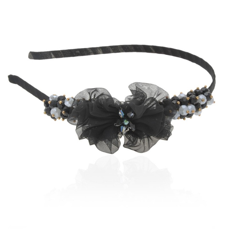 Обруч для волос с бантиком и стразами (9573) вариант 03