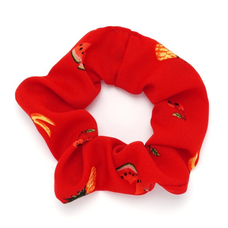 Резинка для волос из софтовой ткани с принтом фрукты 10см (16042)