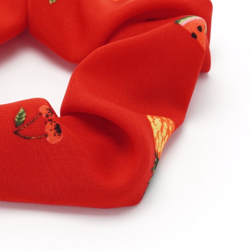 Резинка для волос из софтовой ткани с принтом фрукты 10см (16042)