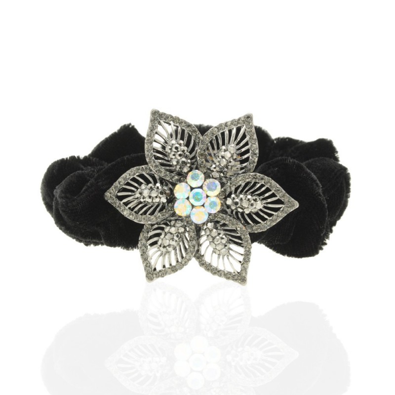 Велюровая резинка для волос с украшением (10697.2) вариант 04