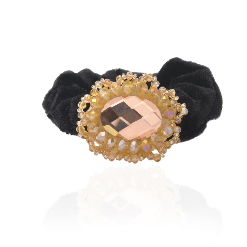 Велюровая резинка для волос с украшением (11010) вариант 03