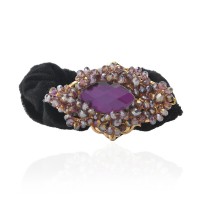 Велюровая резинка для волос с украшением (11258) вариант 03