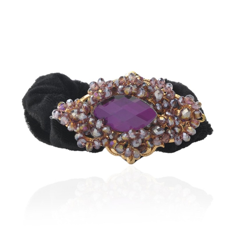 Велюровая резинка для волос с украшением (11258) вариант 03