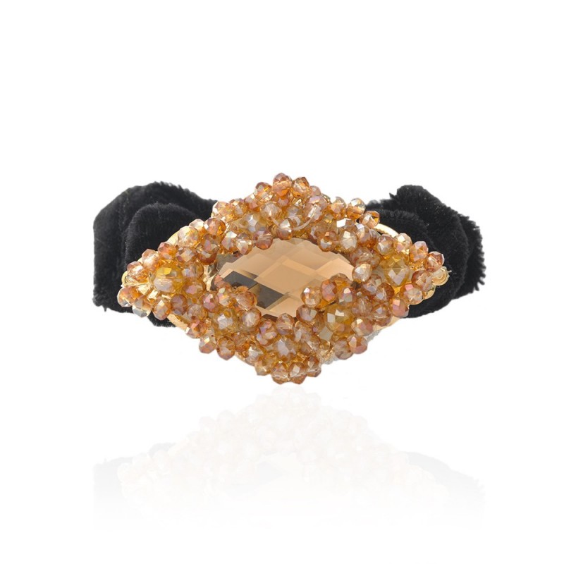 Велюровая резинка для волос с украшением (11258) вариант 06