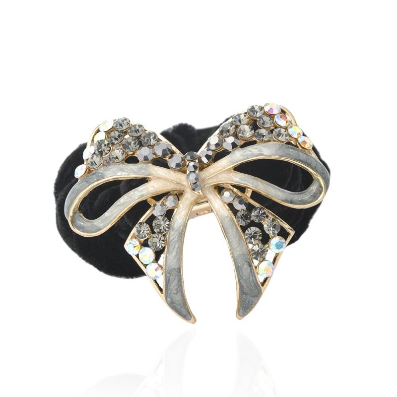 Велюровая резинка для волос с украшением (3828) вариант 07