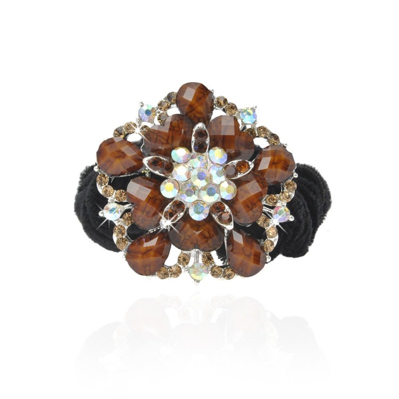 Велюровая резинка для волос с украшением (4494) вариант 07