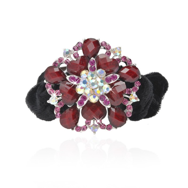 Велюровая резинка для волос с украшением (4494) вариант 09