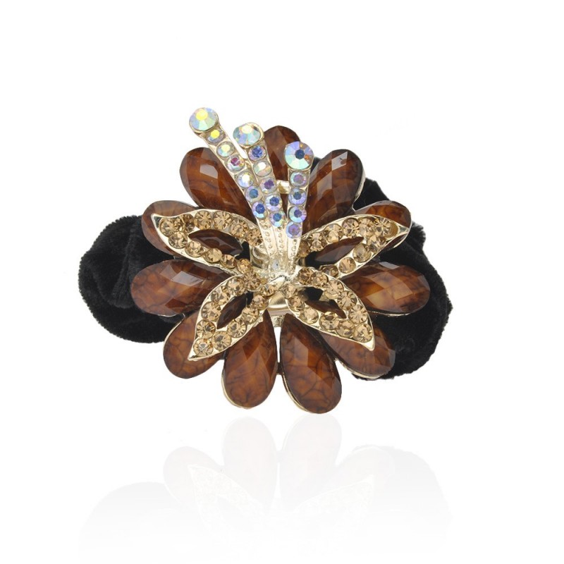 Велюровая резинка для волос с украшением (4495) вариант 05