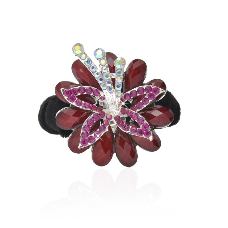 Велюровая резинка для волос с украшением (4495) вариант 08