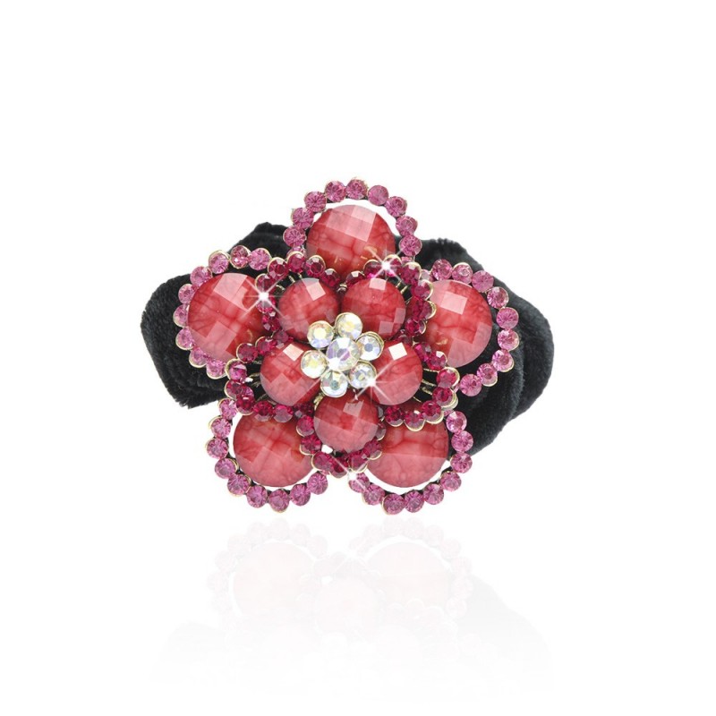 Велюровая резинка для волос с украшением (4496) вариант 06