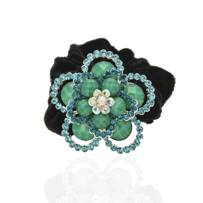 Велюровая резинка для волос с украшением (4496) вариант 09