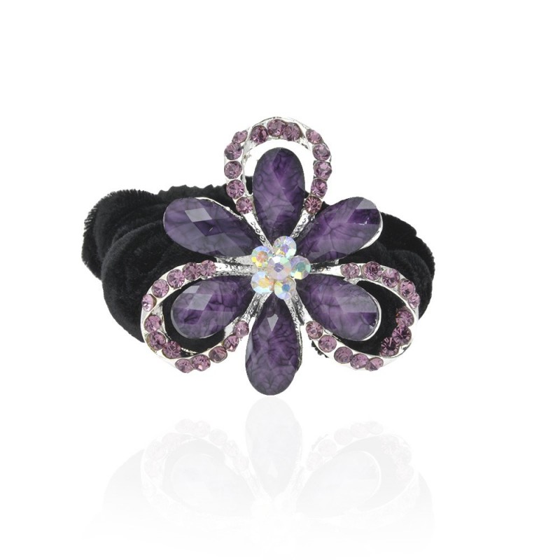 Велюровая резинка для волос с украшением (4498) вариант 05