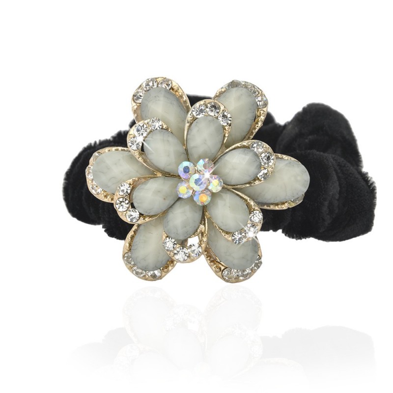 Велюровая резинка для волос с украшением (4509) вариант 06