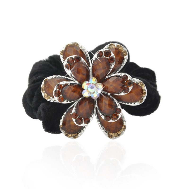 Велюровая резинка для волос с украшением (4509) вариант 07