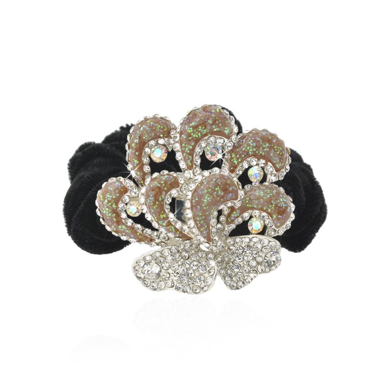 Велюровая резинка для волос с украшением (4620) вариант 04