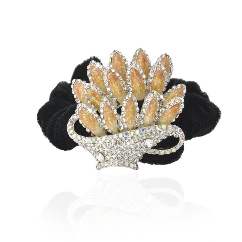 Велюровая резинка для волос с украшением (4621) вариант 01