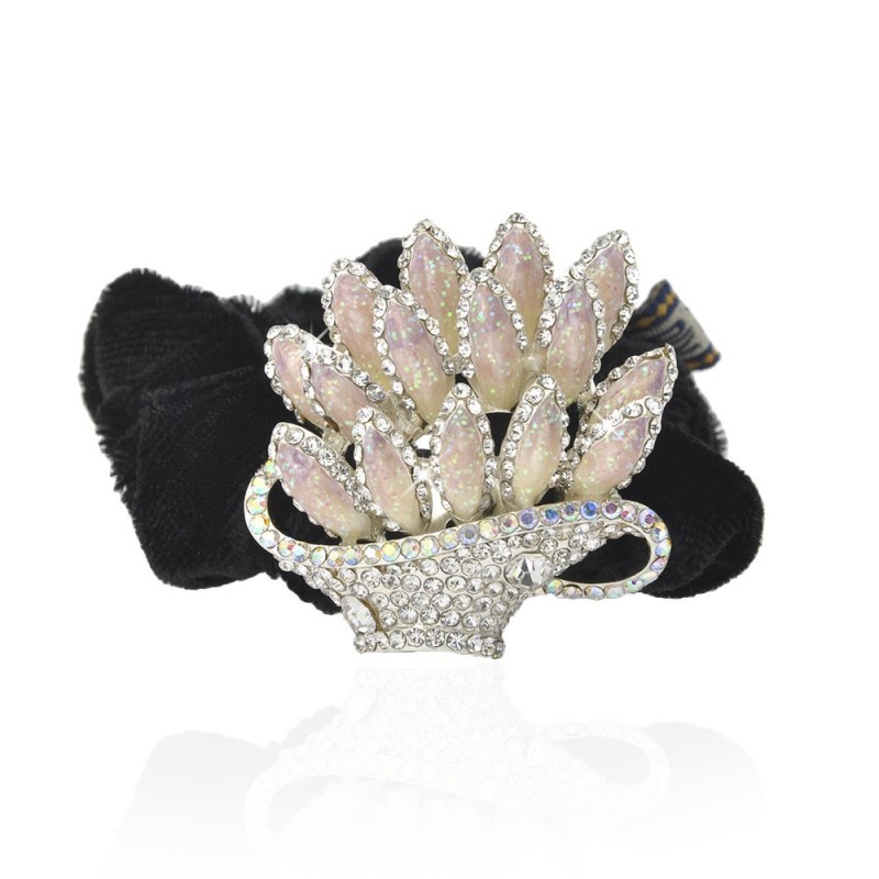 Велюровая резинка для волос с украшением (4621) вариант 05