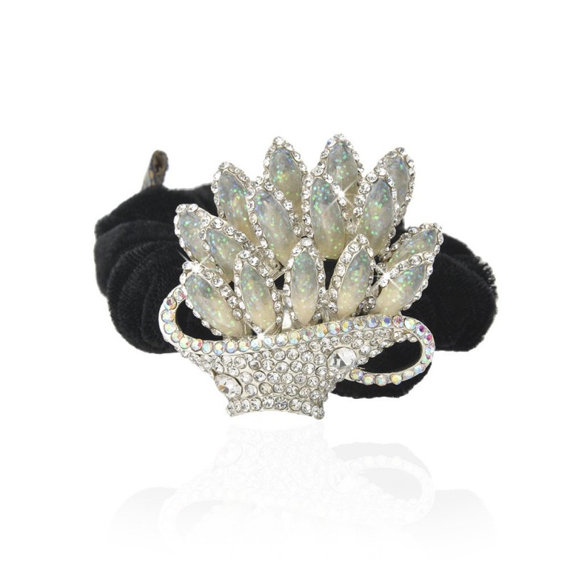 Велюровая резинка для волос с украшением (4621) вариант 06