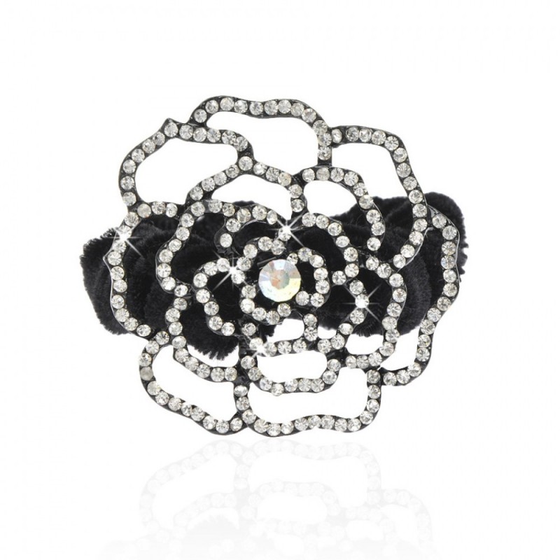 Велюровая резинка для волос с украшением (5498) вариант 01