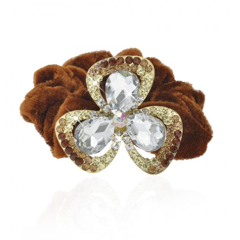 Велюровая резинка для волос с украшением (5516) вариант 01