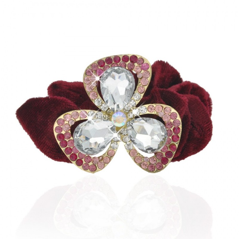 Велюровая резинка для волос с украшением (5516) вариант 03