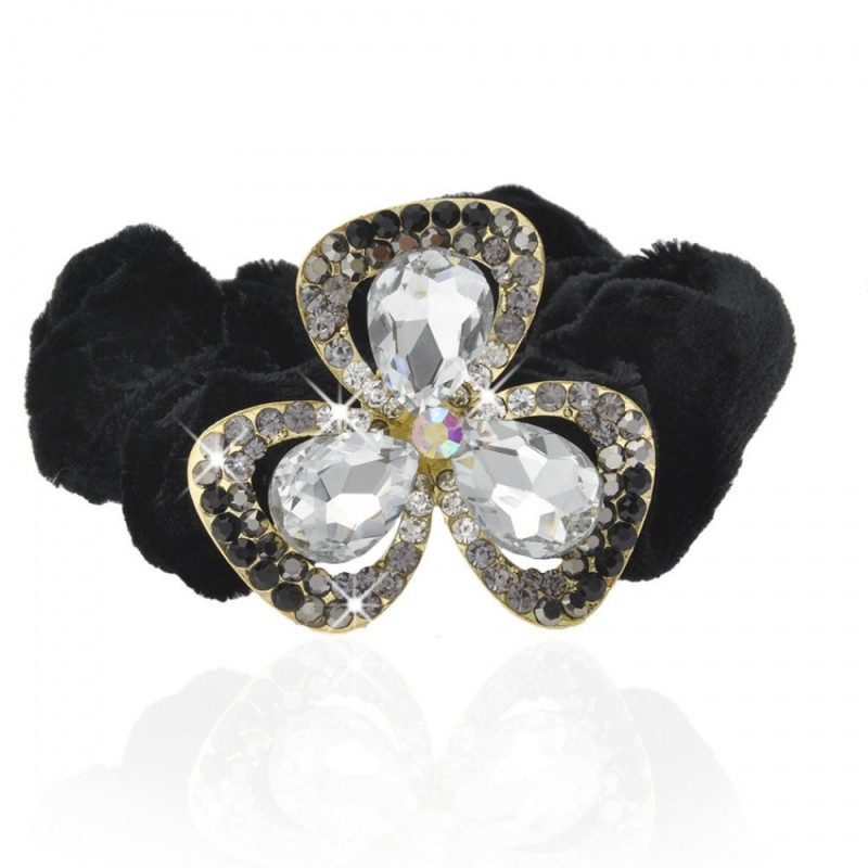 Велюровая резинка для волос с украшением (5516) вариант 04