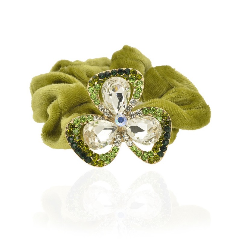 Велюровая резинка для волос с украшением (5516) вариант 07