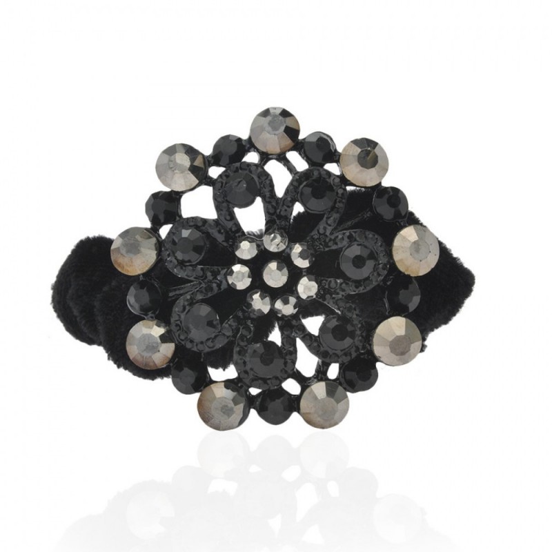 Велюровая резинка для волос с украшением (6010) вариант 03